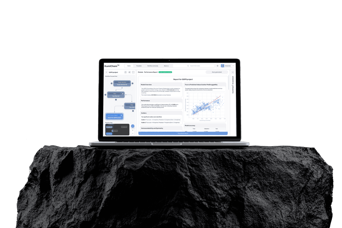 Laptop displaying AI drug discovery interface
